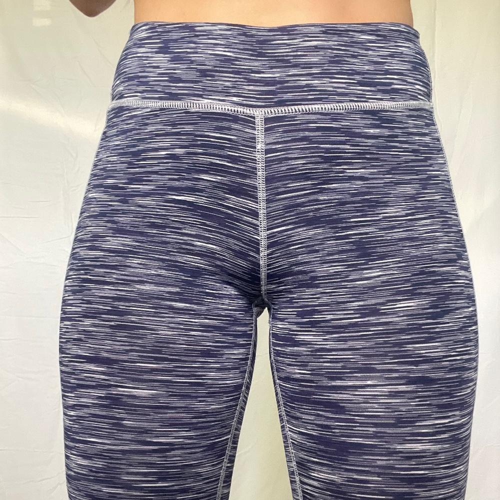 Blue and White Workout leggings with mesh sides